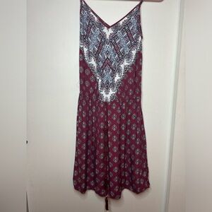 Elegant Burgundy Patterned Dress